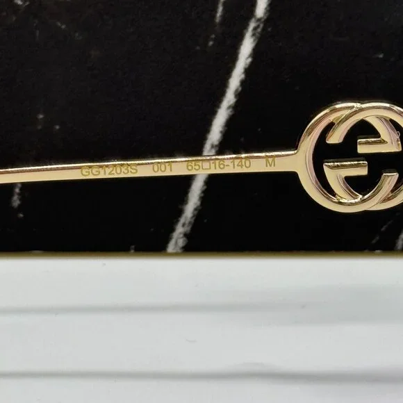 NEW GUCCI GG1203S 001 WITH GOLD CHAIN GUCCI SUNGLASSES